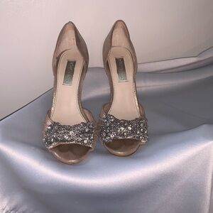 Elegant Betsey Johnson Women's Peep-Toe Heels with Embellished Bow 7